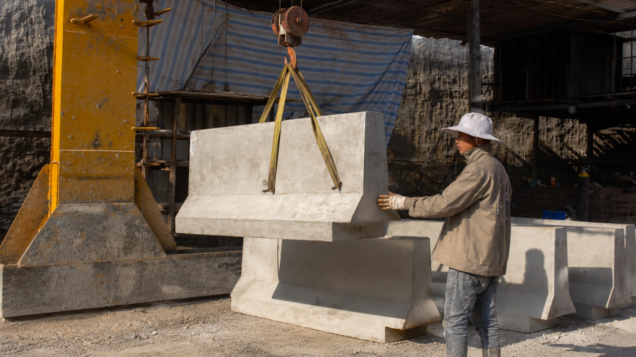 Quy trình sản xuất dải phân cách bê tông