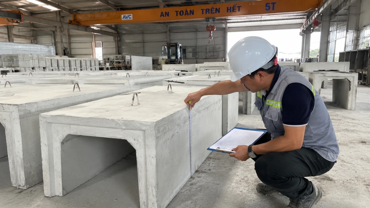 Kiểm tra chất lượng mương chữ U bê tông đúc sẵn trước khi xuất xưởng – đảm bảo tiêu chuẩn kỹ thuật cho công trình tại Đồng Nai. Kiểm tra chất lượng mương chữ U bê tông đúc sẵn trước khi xuất xưởng – đảm bảo tiêu chuẩn kỹ thuật cho công trình tại Đồng Nai.