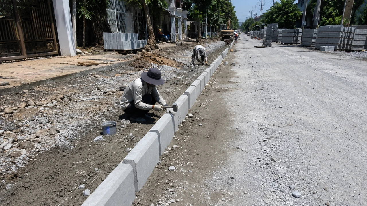 Thi công bó vỉa bê tông đúc sẵn tại công trình hạ tầng đô thị – Cấu Kiện Bê Tông Đúc Sẵn Song Long Tiến Thi công bó vỉa bê tông đúc sẵn tại công trình hạ tầng đô thị – Cấu Kiện Bê Tông Đúc Sẵn Song Long Tiến